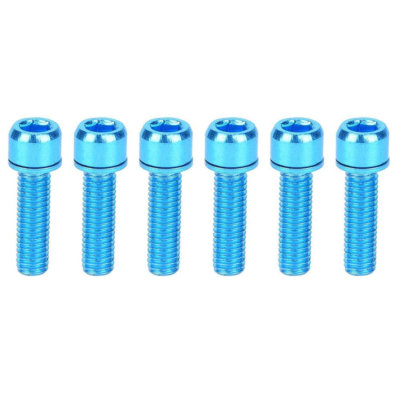 Bulloni Portaborraccia Bicicletta 6 Pezzi Viti Titanio M5x25mm Testa Cilindrica Esagono Incassato Blu Accessori Ciclismo Leggeri Resistenti per Mountain Bike Road
