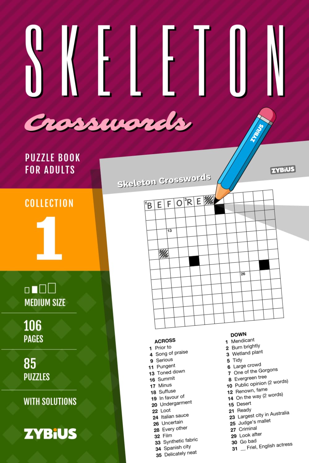 Skeleton Crosswords - Puzzle Book for Adults - Collection 1