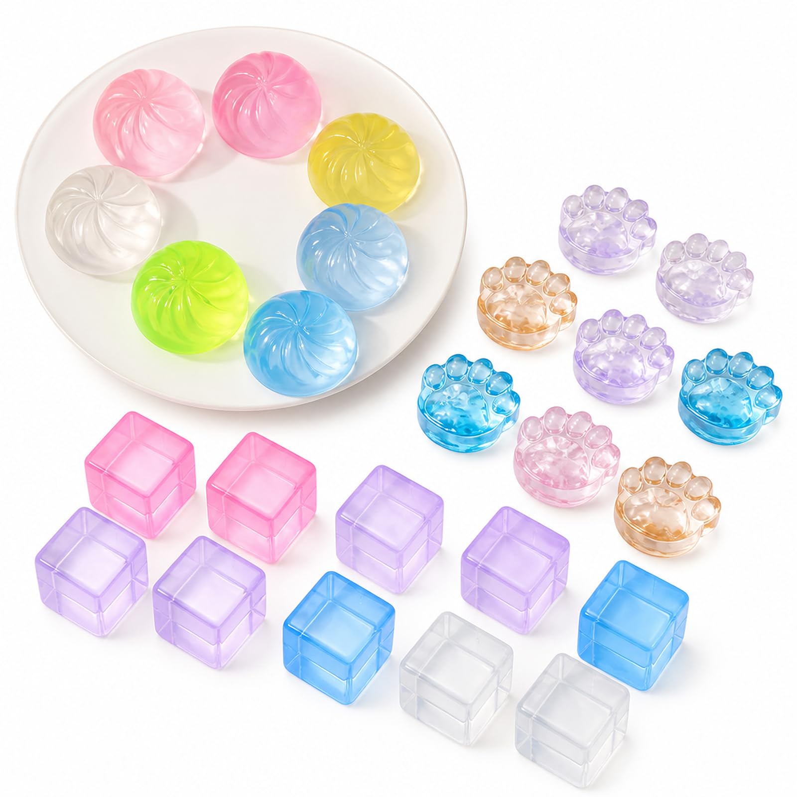 30PCS Mix Squeeze Set Cube Paw Bun for Desk