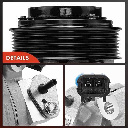 Miniatura 8 de A-Premium Compresor de aire acondicionado con embrague compatible con modelos John Deere, polea de 8 ranuras, reemplaza # CO 29222C, RE284680