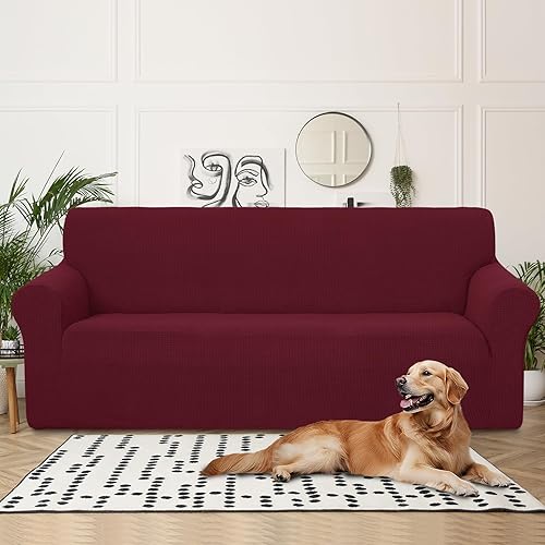 Miniatura 69 de U-NICE HOME Funda elástica para sofá de 2 plazas, funda protectora de muebles para sofá de 2 plazas, apta para mascotas (sofá biplaza, beige)