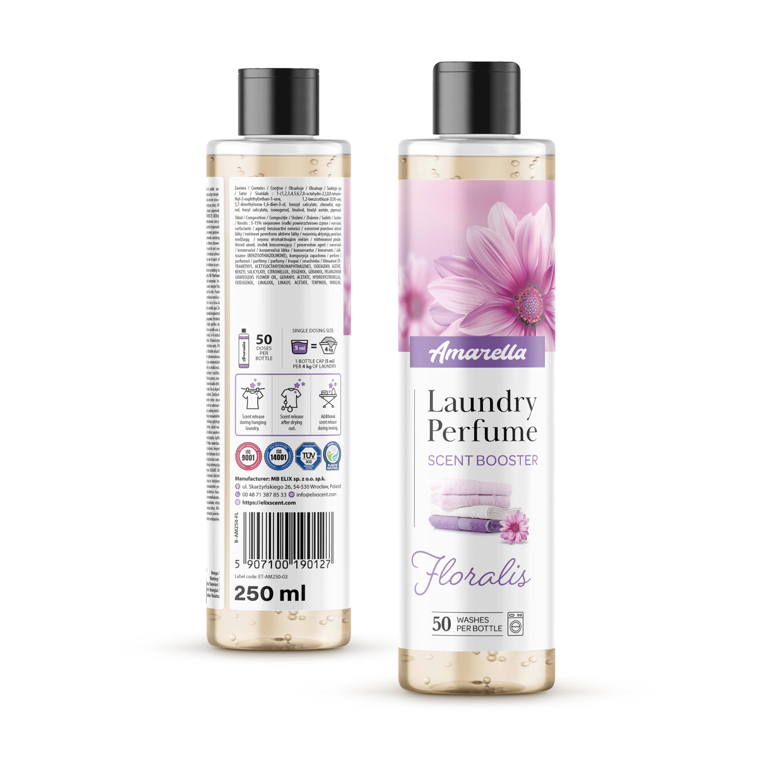 AMARELLA Wäscheparfum Set 3×250 ml – Duft Mix Classic + Floralis + Colavera - Konzentriertes Wäscheduft-Konzentrat für Textilien, 0,75 L (ca. 150 Wäschen)