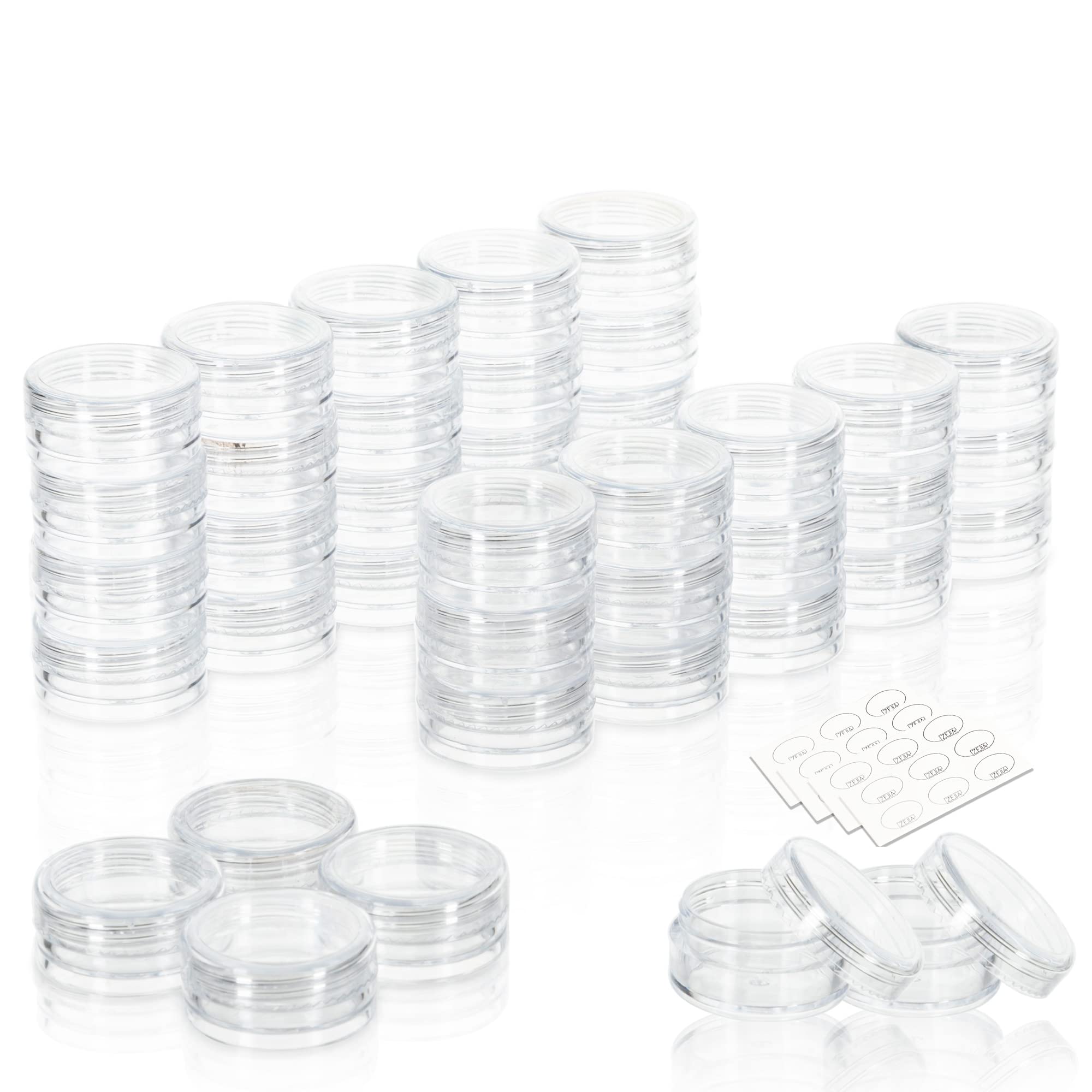 ZEJIA Sample Containers, Tiny Sample Jars with Lids, 5 Gram Cosmetic Containers with lids, Clear Lip Balm Containers (25 Pieces)