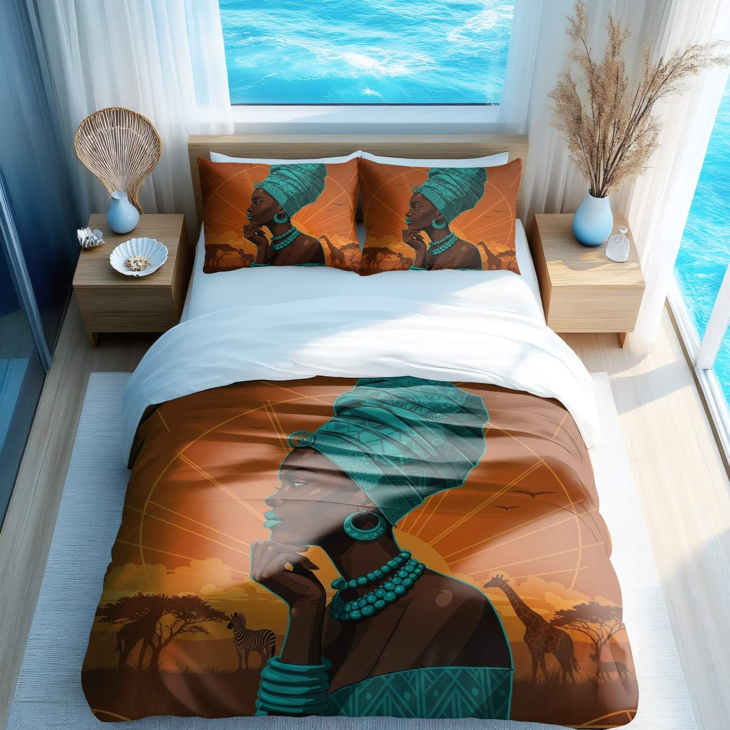 Housse de couette silhouette féminine pour une chambre au style évasion africaine