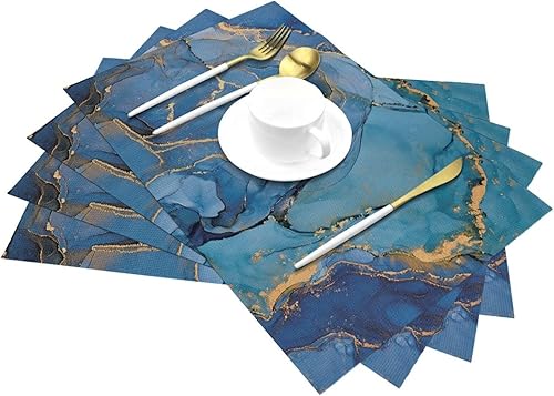 Miniatura 8 de Juego de 4 manteles individuales de estilo étnico bohemio, estilo retro, lavables, antideslizantes, resistentes al calor, 12 x 18 pulgadas, tapete