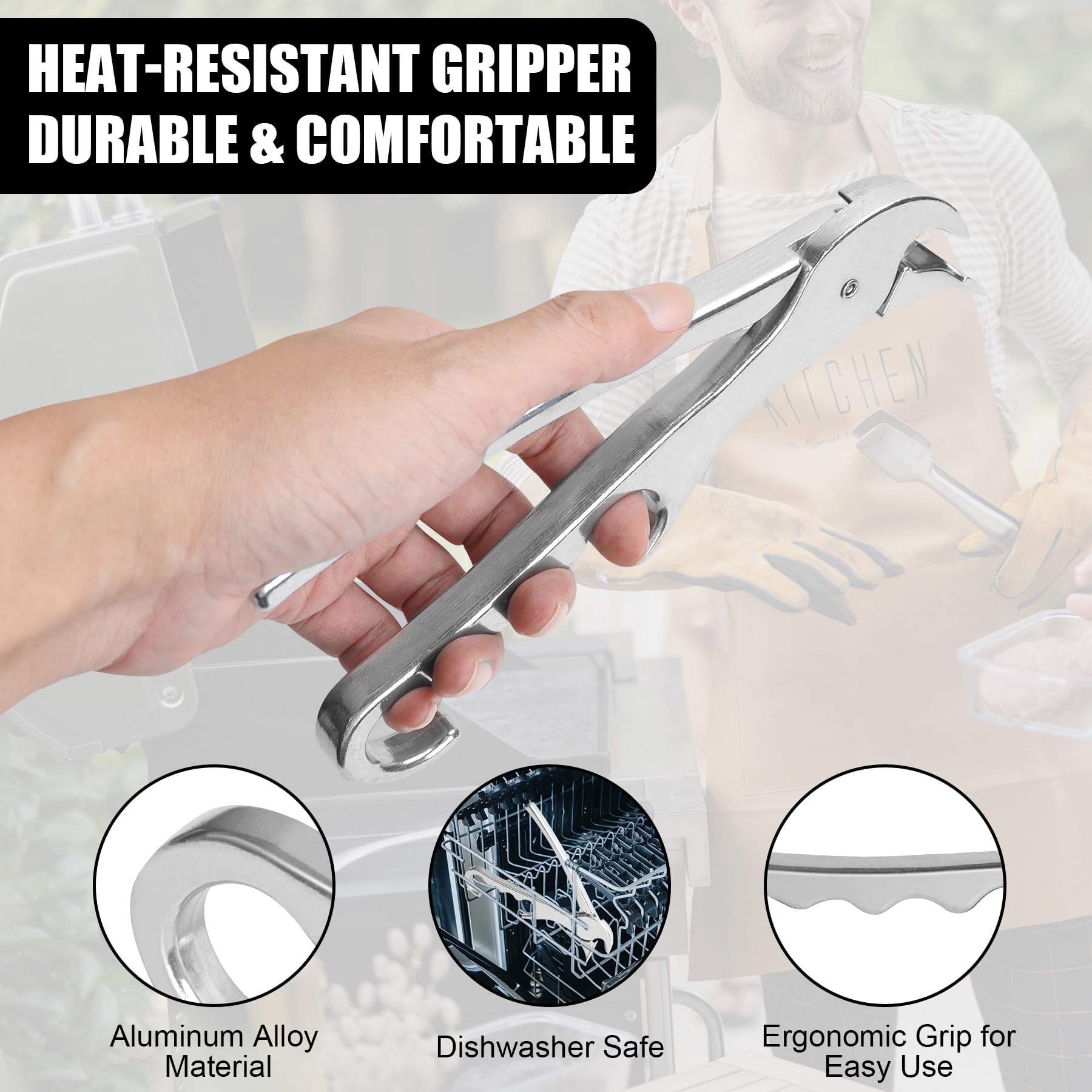Pinza de sartén de aleación de aluminio de alta calidad, pinzas de pizza resistentes, abrazadera de piedra para levantar platos calientes, cuencos, platos, bandeja con alimentos fuera del microondas,