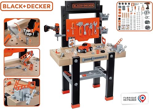 SMOBY Black and Decker Kids Centre Workbench Pretend Play Toy Workbench with Tools