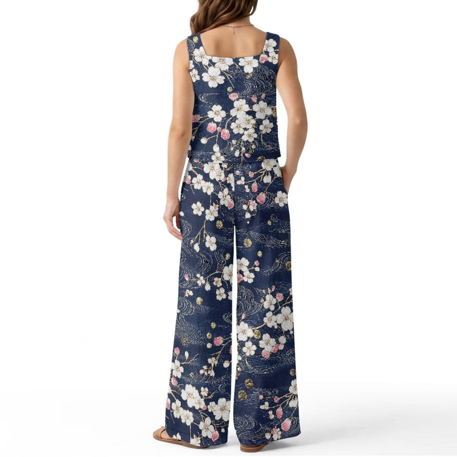 Xoenoiee 2-teiliges Damen-Outfit-Set, Hose, Sommer, Strandurlaub, trendige Kleidung, ärmelloses Tanktop und Hose