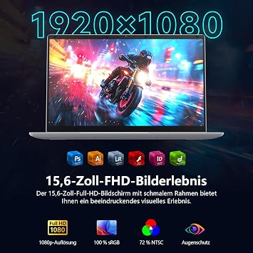 15.6 Inch Laptop Computer 15.6 Inch FHD Display 4C4T N100 Processor 3.4GHz 16GB DDR4 RAM 1TB SSD UHD Graphics Win 11 Pro Dual WLAN Bluetooth 5 2 x USB 3.0 6500 mAh