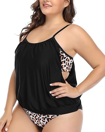 Amazon.com: Daci - Traje de baño tankini de dos piezas de talla plus para  mujer, diseño de blusa con doble efecto de control de abdomen : Ropa,  Zapatos y Joyería