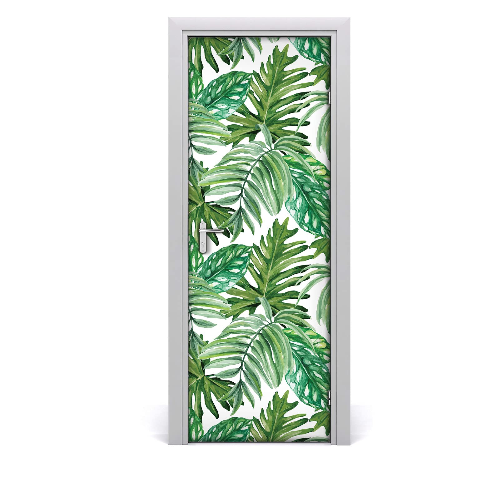 Hojas de plátano mural autoadhesivo para transformar las puertas del salón en un jardín