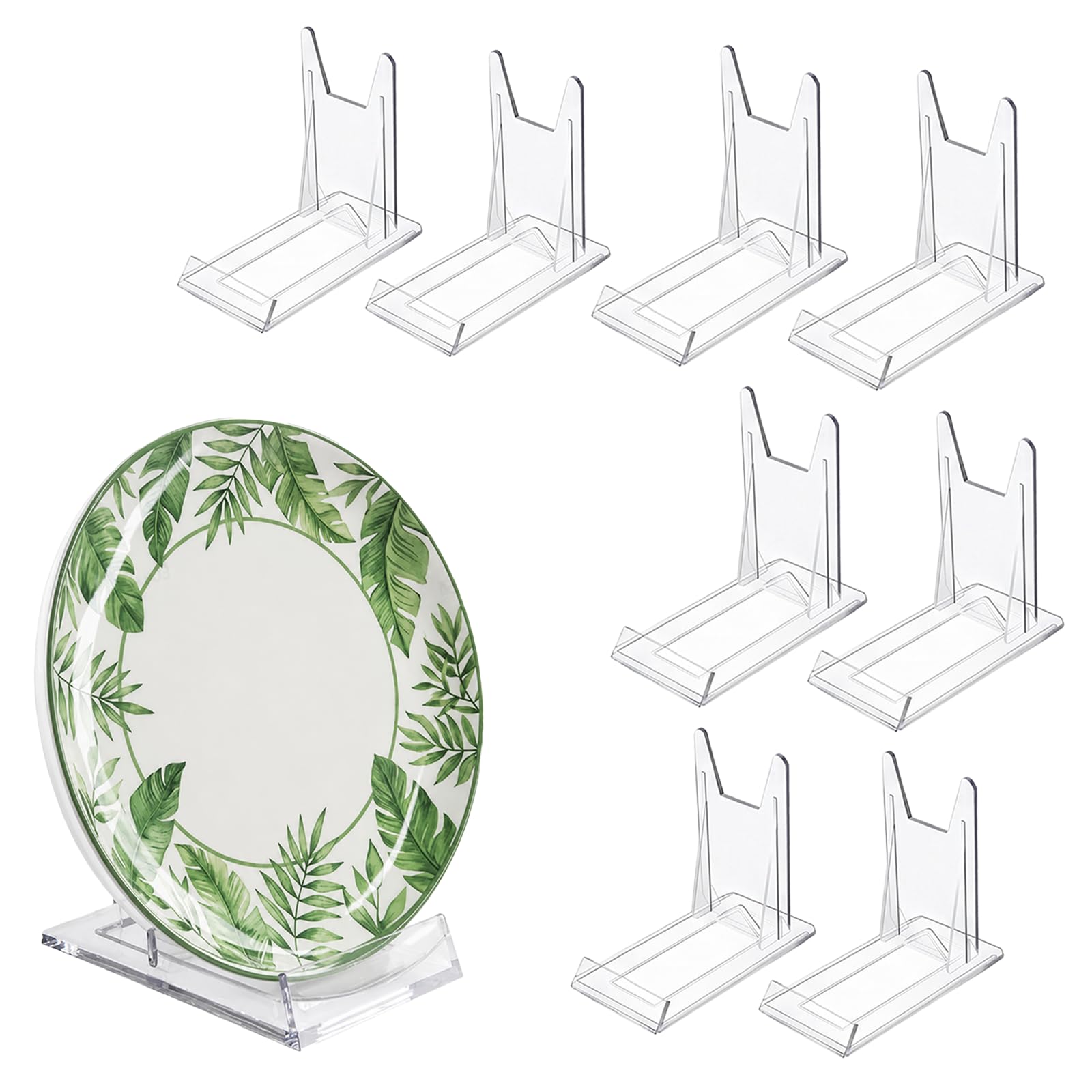 Fofuo 8 Pcs Acrylic Plate Stands Clear Adjustable Plastic Display Stand
