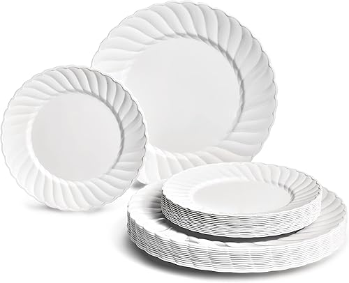 OCCASIONS 50, 150, 200 piezas lisas (para 25 invitados) 10.5 pulgadas, 7.5 pulgadas + cubiertos