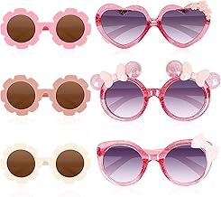 6Pairs Toddler Sunglasses,Kids Sunglasses Round Flower Glasses for Girls Boys,Outdoor Beach Holiday Cute Party Dress up Glasses