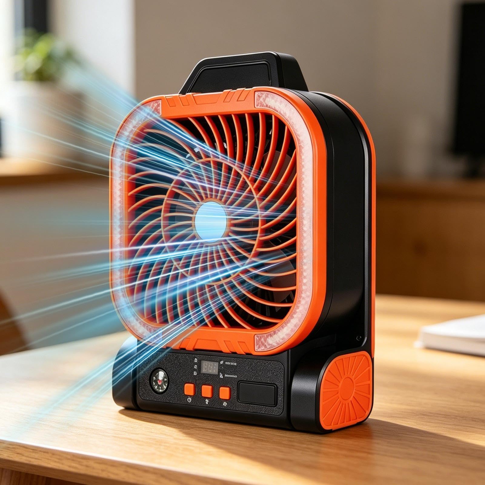 Generico Ventilatori da esterno Pieghevole angolo regolabile con LED | Ventilatore da campeggio a pannello solare per uomo donna tenda pesca crociera vacanze estive casa ufficio interni