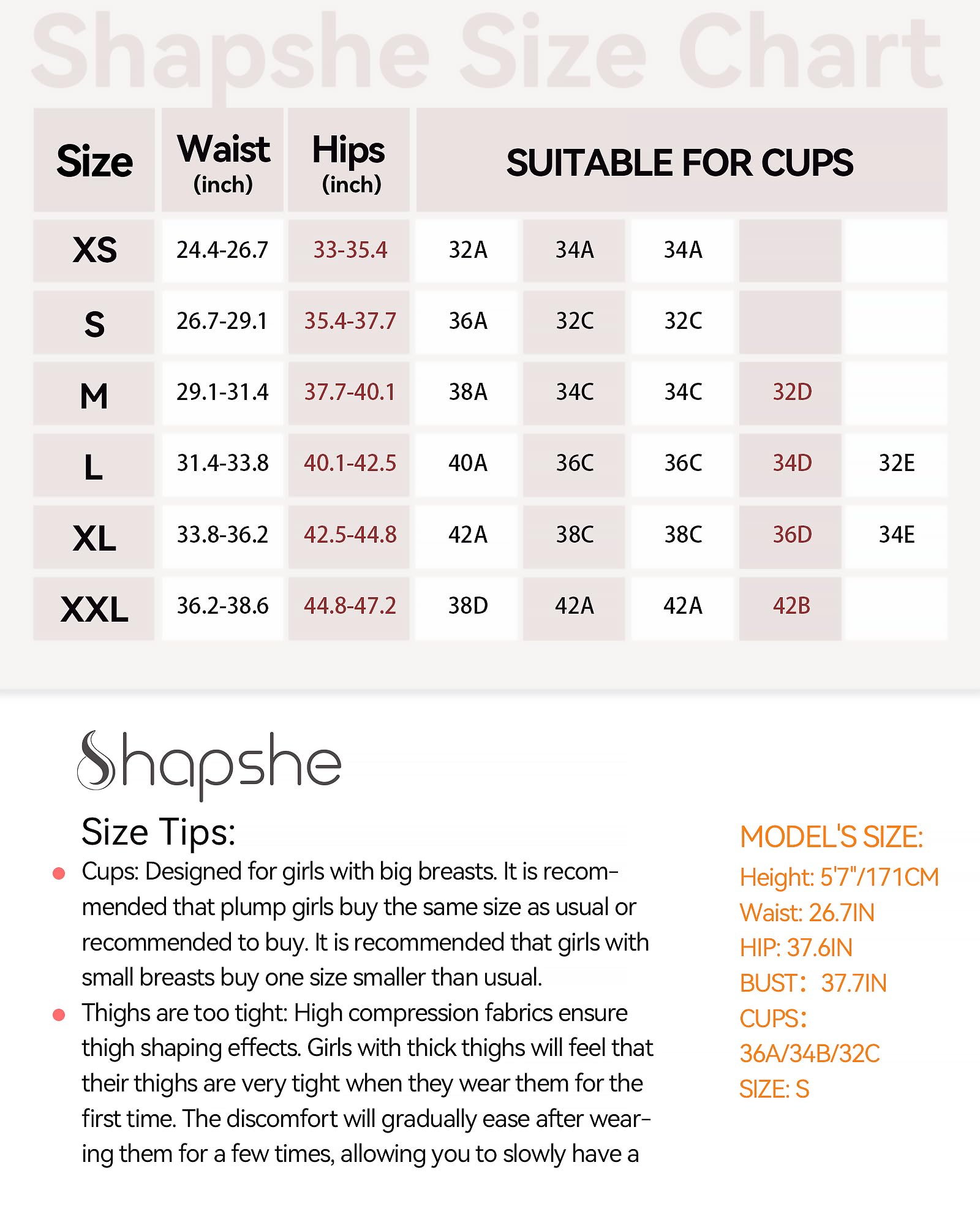 SHAPSHE, Body modellante da donna aperto sulla schiena, senza spalline, con scollo a U profondo, con reggiseno integrato, per il controllo della pancia e per modellare la schiena