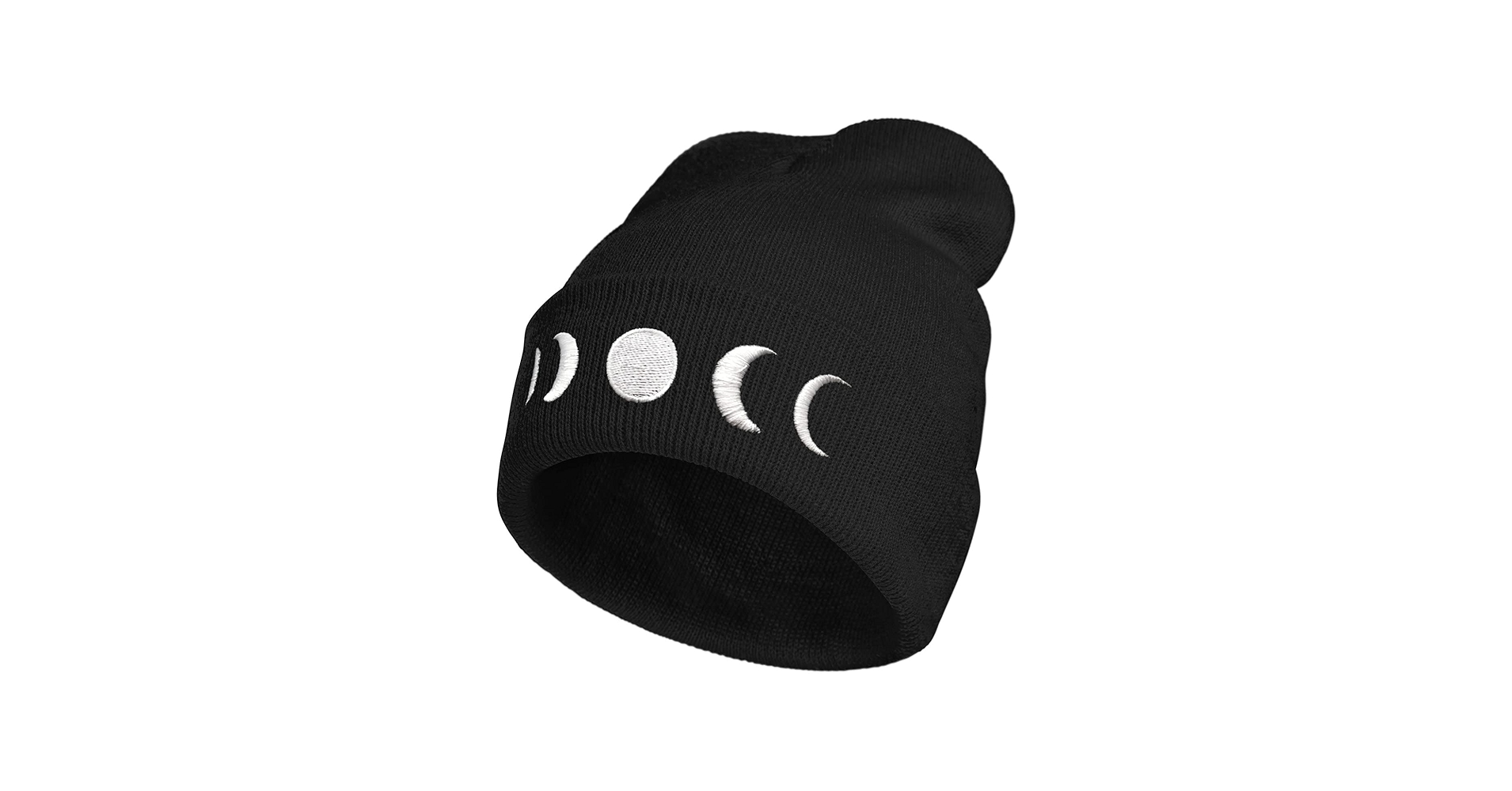 Gothic Goth Crescent Moon Embroidery Beanie Hat for Men