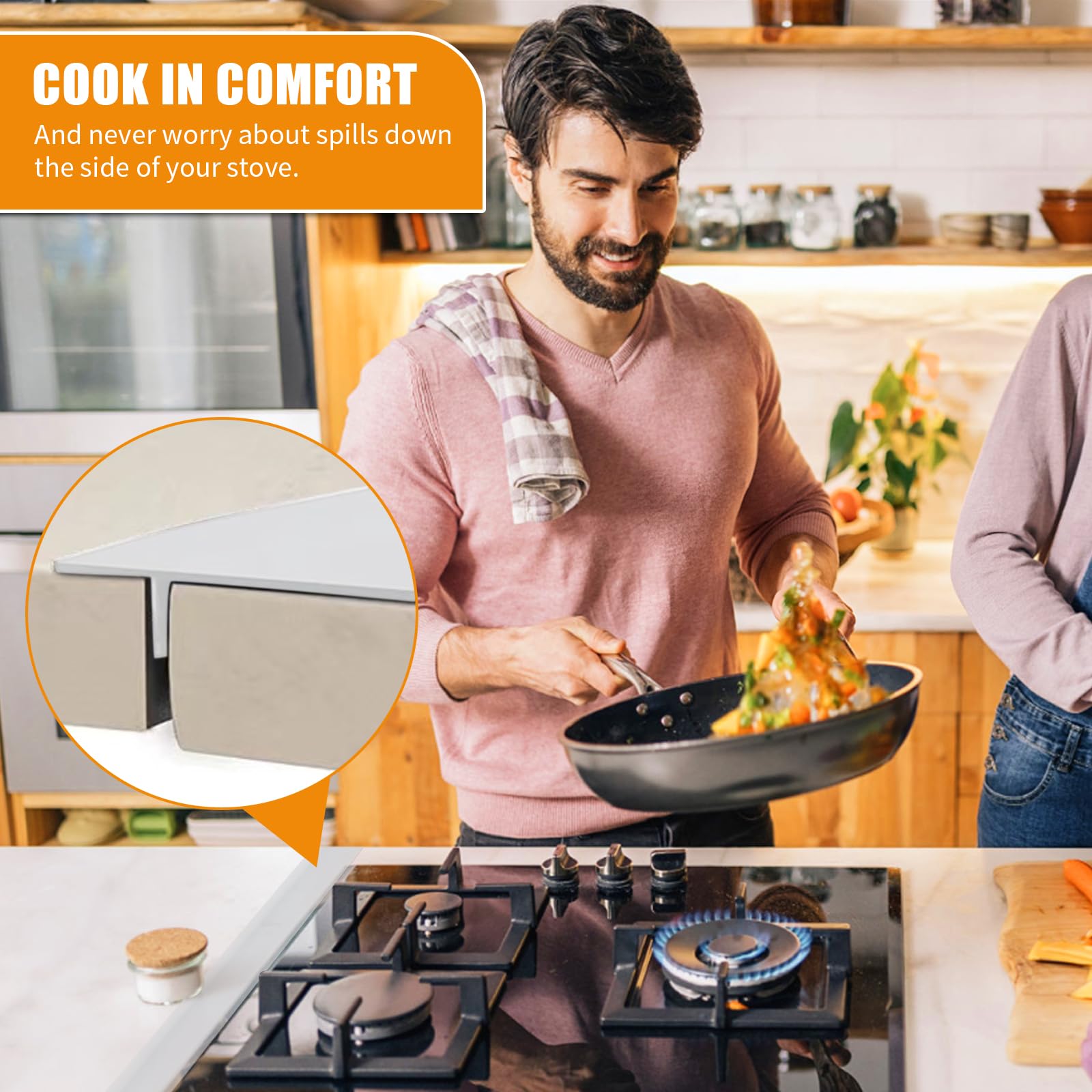 Tokenhigh Stove Counter Gap Cover, 2 Pack Cooker Sides Gap Filler, Heat-Resistant Cooker Gap Strips - Image 3