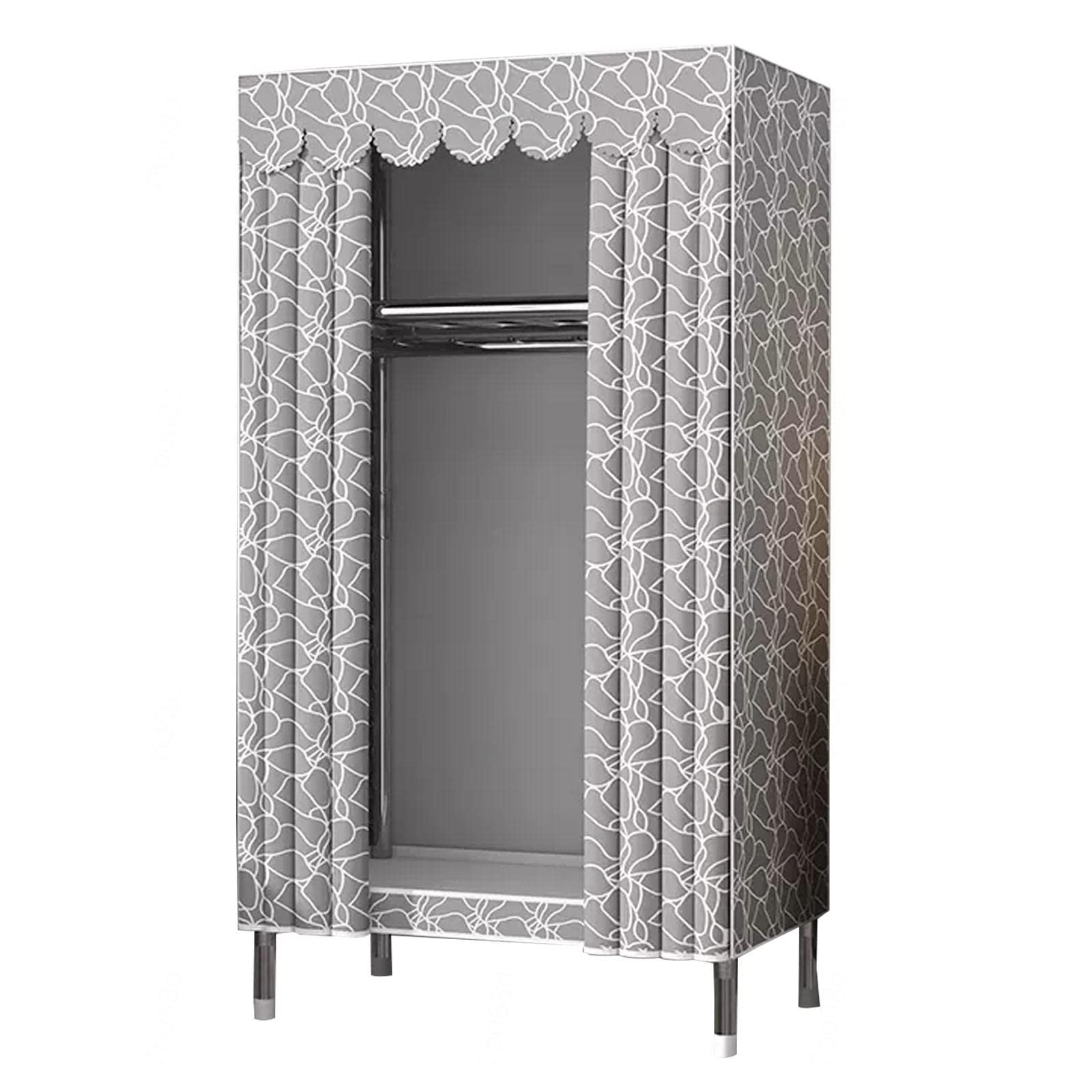 Kleiderschrank Tragbarer Kleiderschrank aus Segeltuch, großer Kleiderschrank-Aufbewahrungsorganisator mit Kleiderstange, Regalen, Stoffbezug, für Schlafzimmer, Wohnzimmer,B-85x45x1