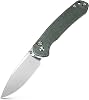 CJRB CUTLERY Pocket Knife Pyrite J1925L Button Lock EDC Large Foldable Knife AR-RPM9 Steel Blade and Green Micarta Handle Pink Outdoor for Women Men for Gifts