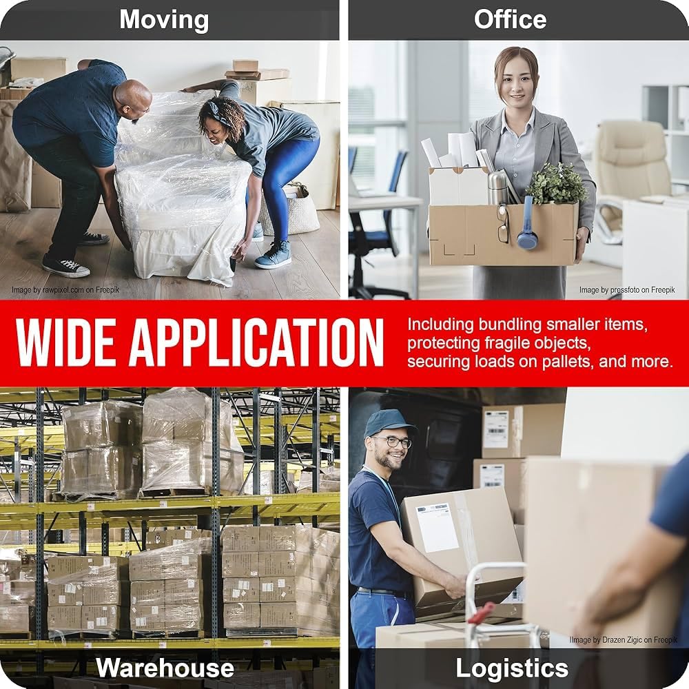 Arushi 24", Roll (600mm x 200m) 1.5 Kg | High Packing Wrap for Secure Furniture Moving, Luggage & Pallets | Durable Clear Stretchable, for Warehouse & Home (Pack of 1) 1