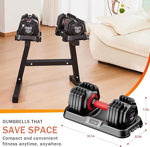 Miniatura 6 de Juego de mancuernas ajustables de 25/55LB, mancuernas de 10 en 1 con mango de textura antideslizante, equipo de entrenamiento de fuerza para hombres