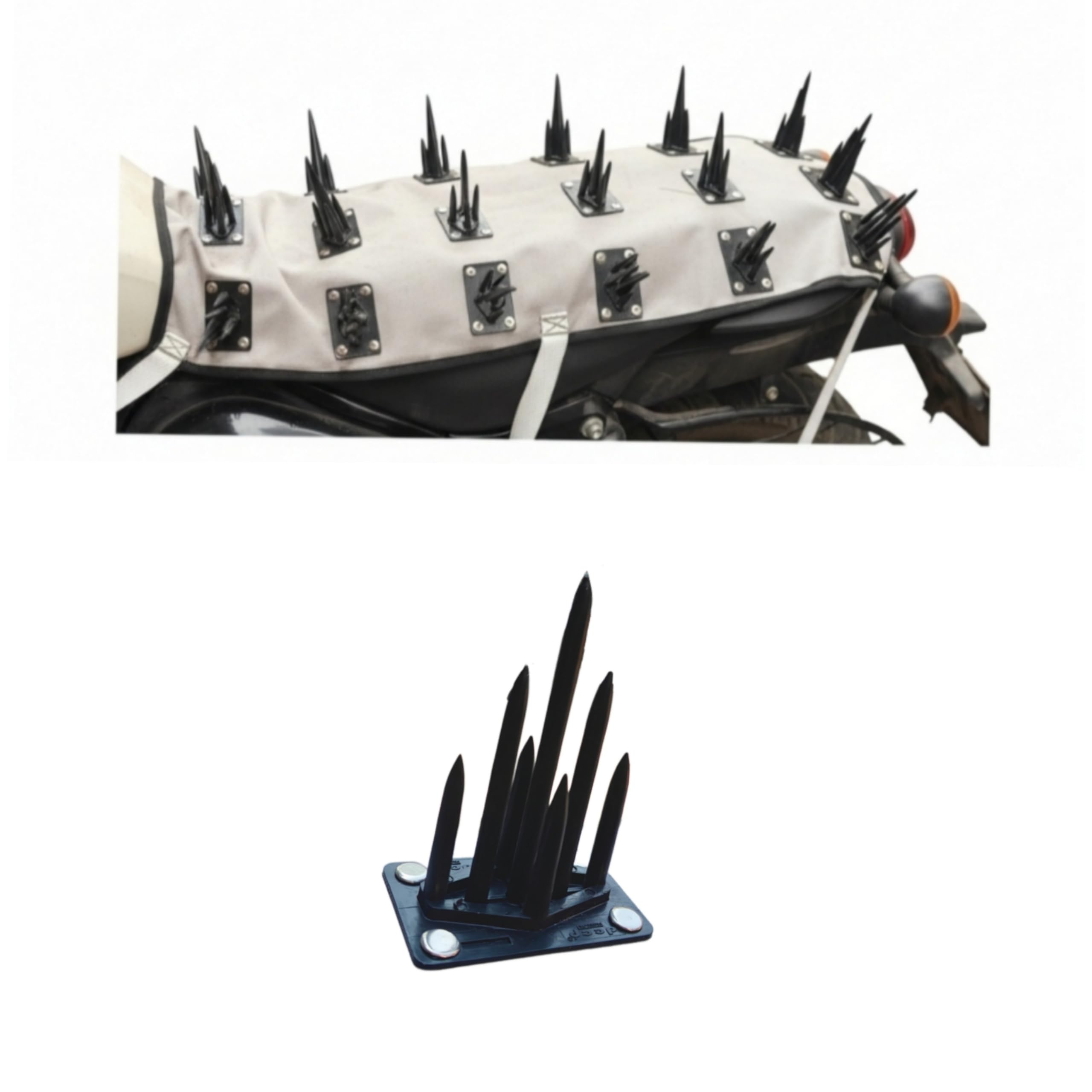 Motorcycle Seat Cover with Spikes for Bullet | Anti-Stray Dog Protection Seat Cover | Waterproof Black Bike Seat Protector Pad | Heavy Duty Universal Fit
