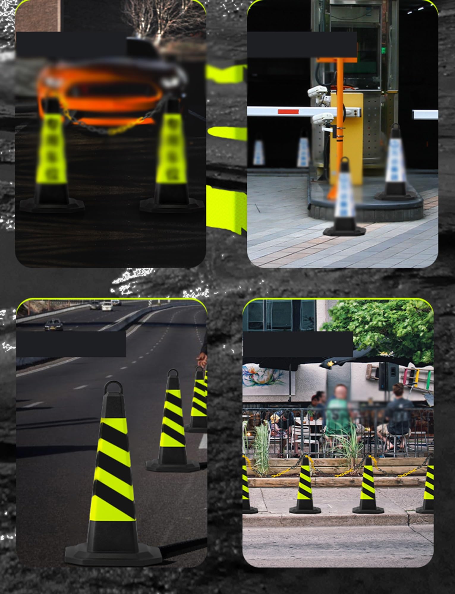 Lot de 2 cônes de sécurité routière, cônes de stationnement avec poignée, cônes de construction for colonne d'avertissement de circulation for allée(90x45cm)