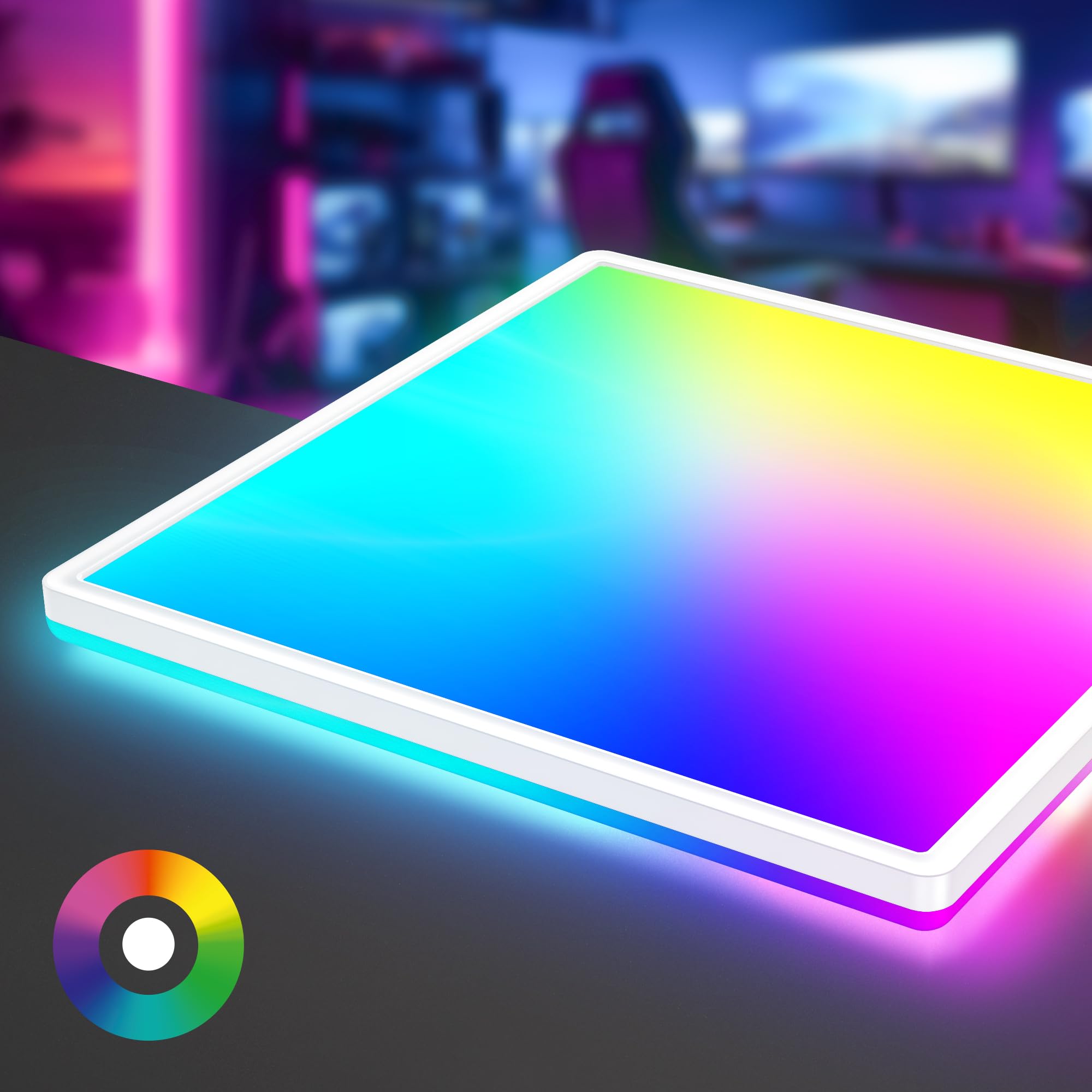 BRILONER - LED Deckenlampe flach Smart Home, funktioniert mit Alexa, buntes RGB+W Licht, Lampe, Deckenleuchte, Wohnzimmerlampe, LED Panel, Schlafzimmerlampe, 42x42x3 cm, Weiß