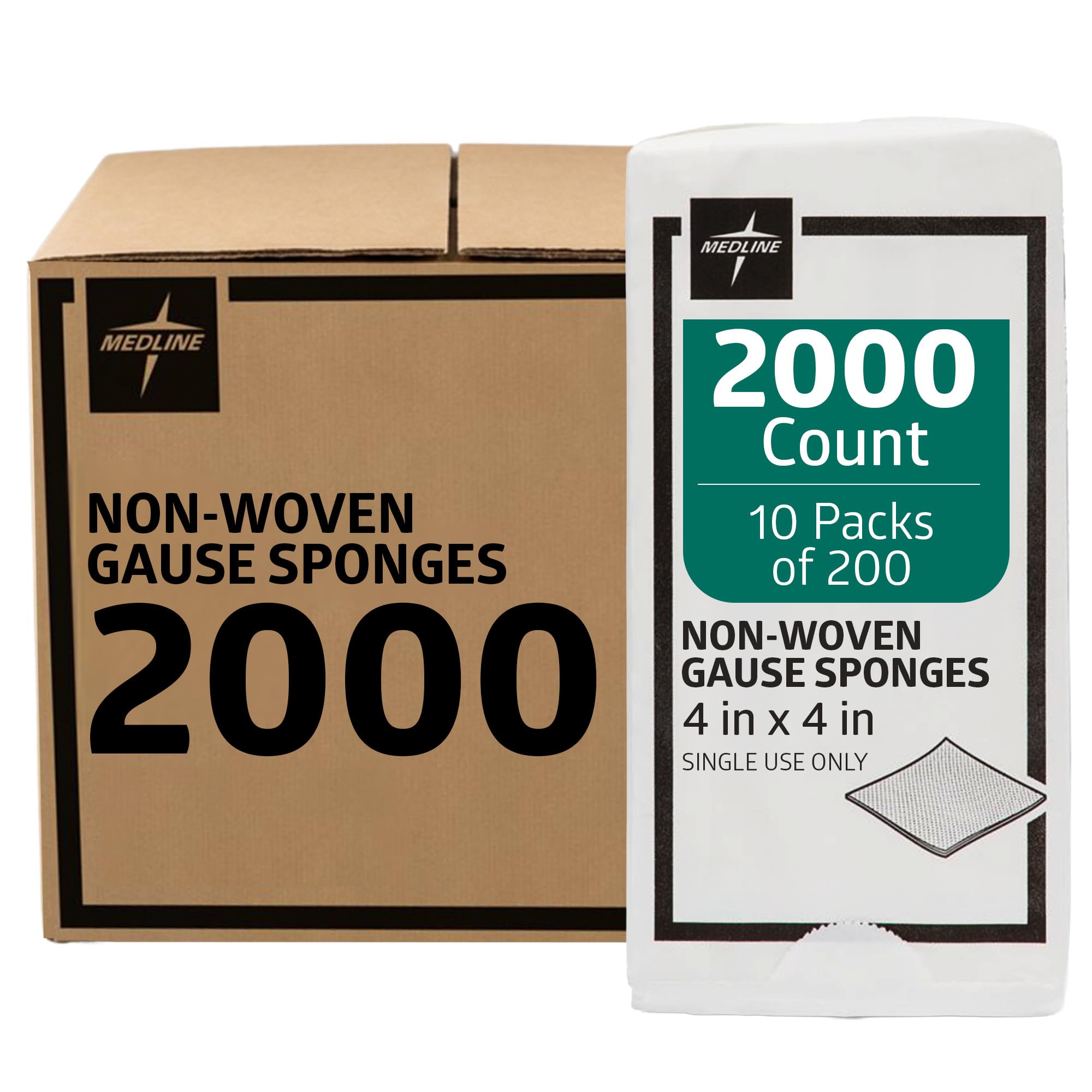 Medline Non-Woven Non-Sterile Gauze Sponge, 4 x 4 Inch, 4-Ply
