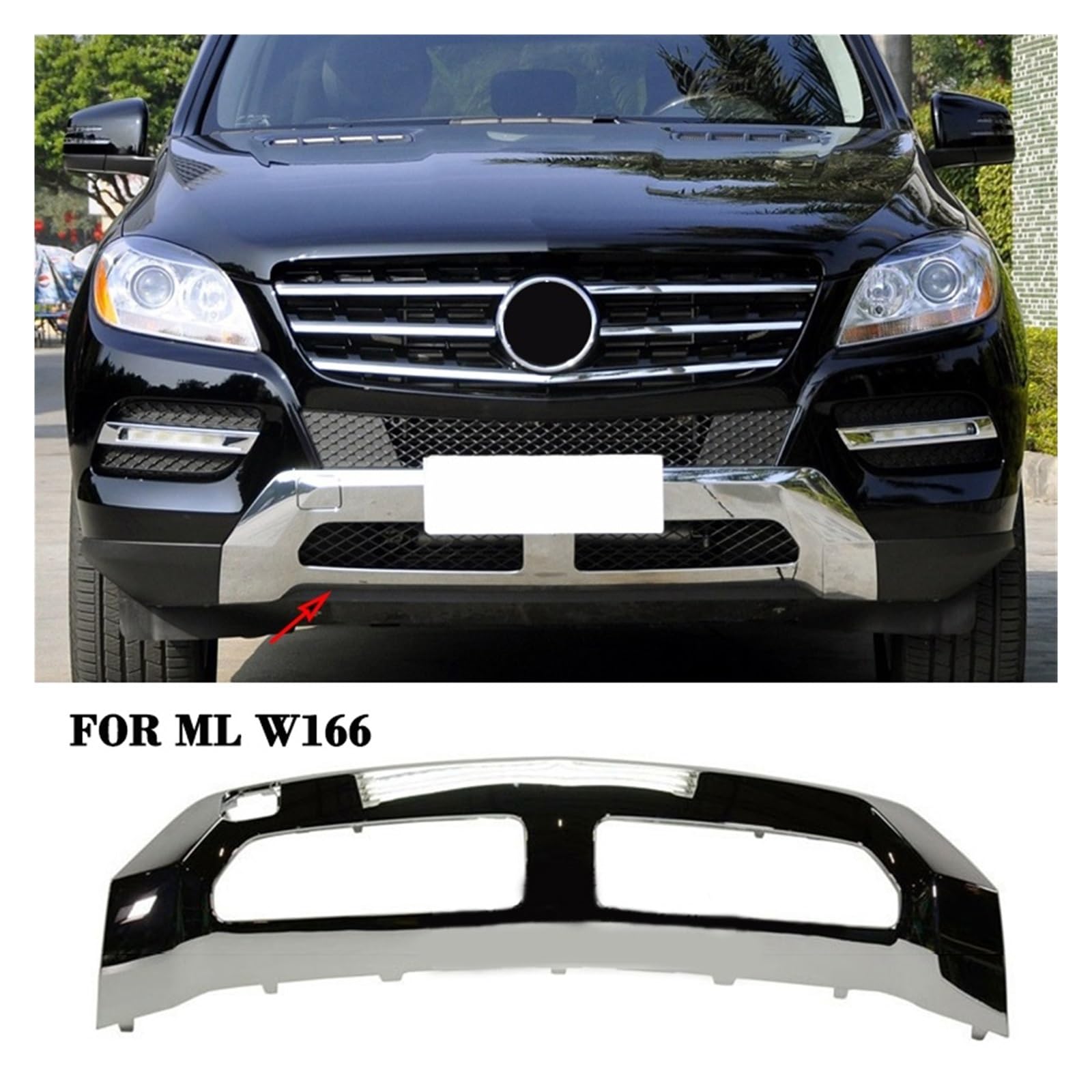 Frontspoiler Für Mercedes M-Klasse W166 - ABS Chrom Spoilerlippe