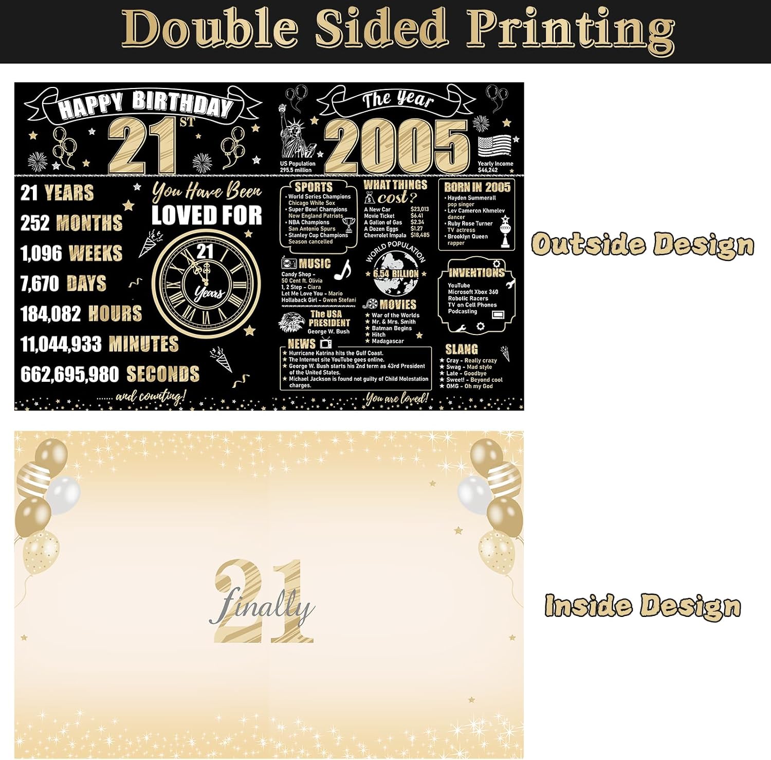 Turypaty Large 21st Birthday Card, Big 2005 Party Guest Signature Book Gift image 3