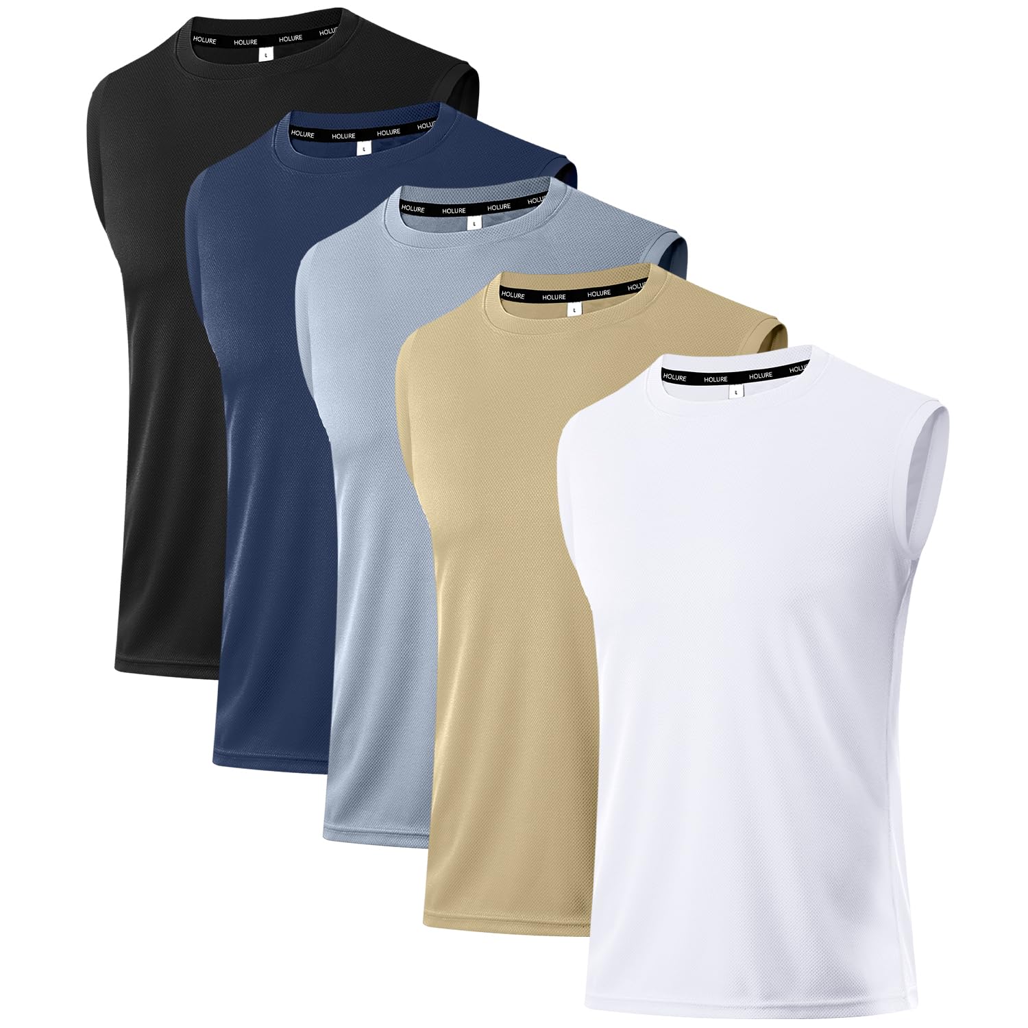 Holure Herren 3 or 5 Pack Tank Top Quick Dry Ärmelloses Muskelshirt Reflektierende Streifen Funktionsshirt