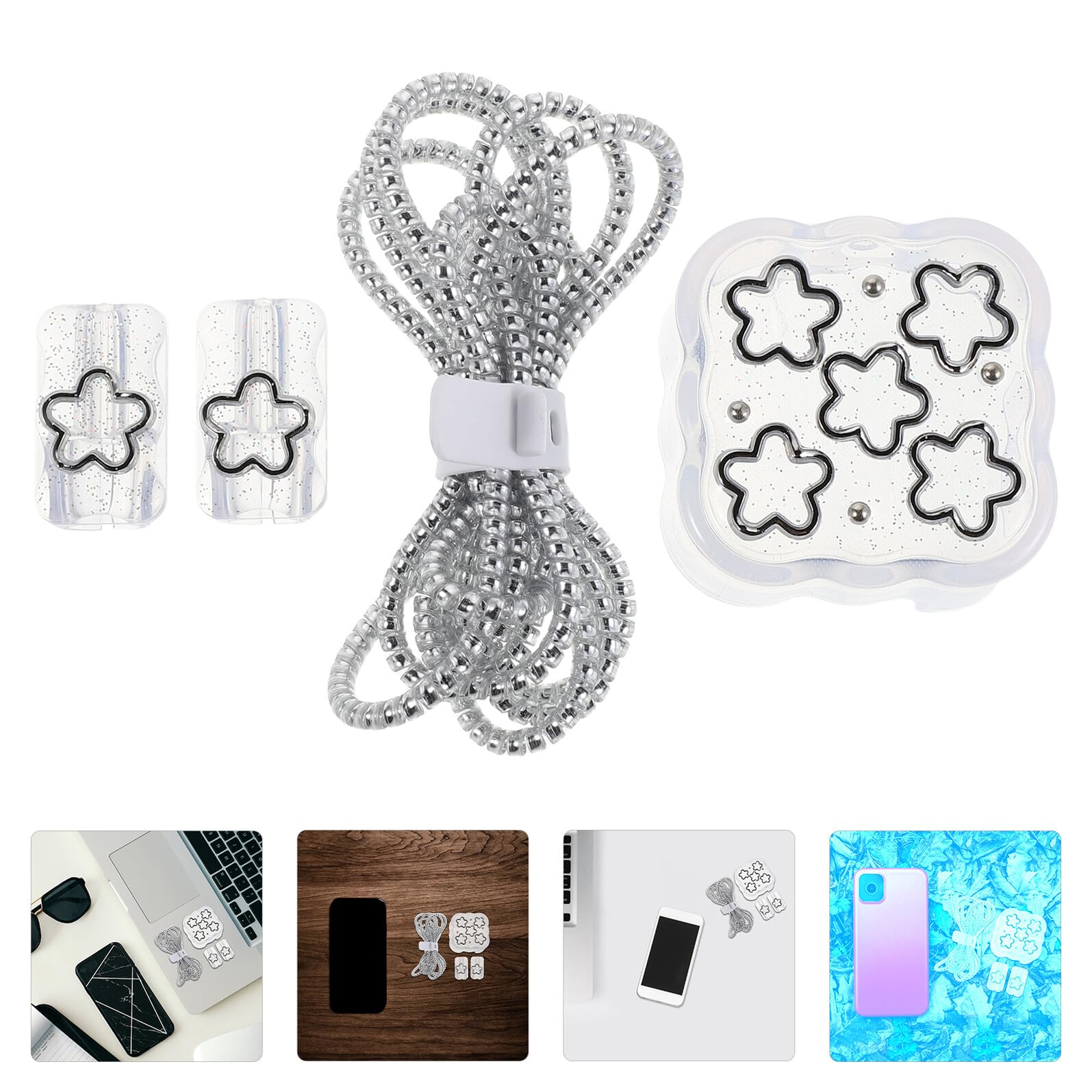 Mikinona Charger Cable Protector z Miękkiej Siateczki z Kwiatowym Wzorem Przezroczysta Osłona Kabel Do Ładowania Usb-c Ochronna Nakładka Przewód Zapobiegająca Plątaniu i Uszkodzeniom
