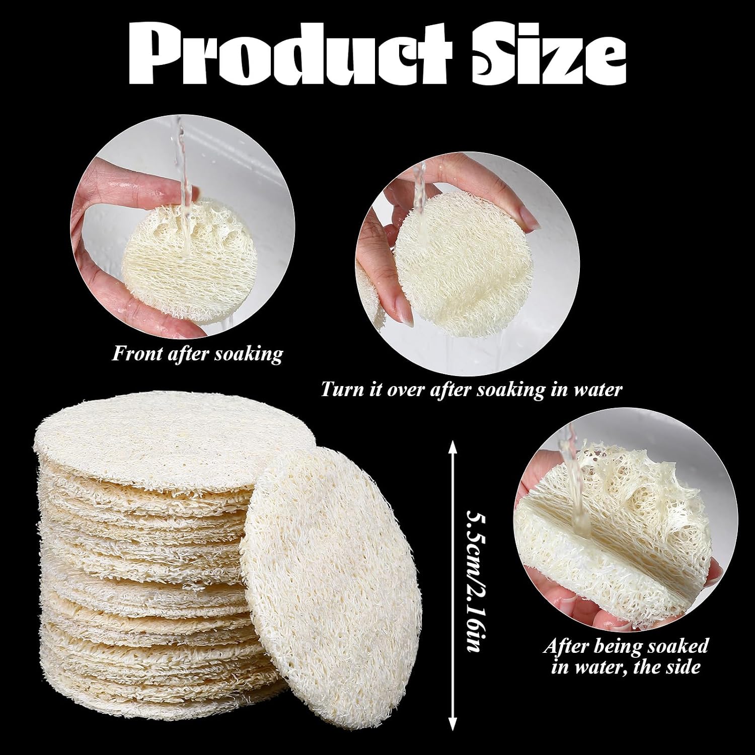 40Pcs Natural Loofah Exfoliating Face Pads, 2.16'' Exfoliating Facial Body Scrub Pads for Dead Skin Masks Removal Loofah Sponge Face Scrubber for Women Men