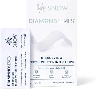 SNOW Diamond Dissolving Teeth Whitening Strips with Hydroxyapatite - Enamel-Safe, Gentle for Sensitive Teeth, 42 Ct Fast Results