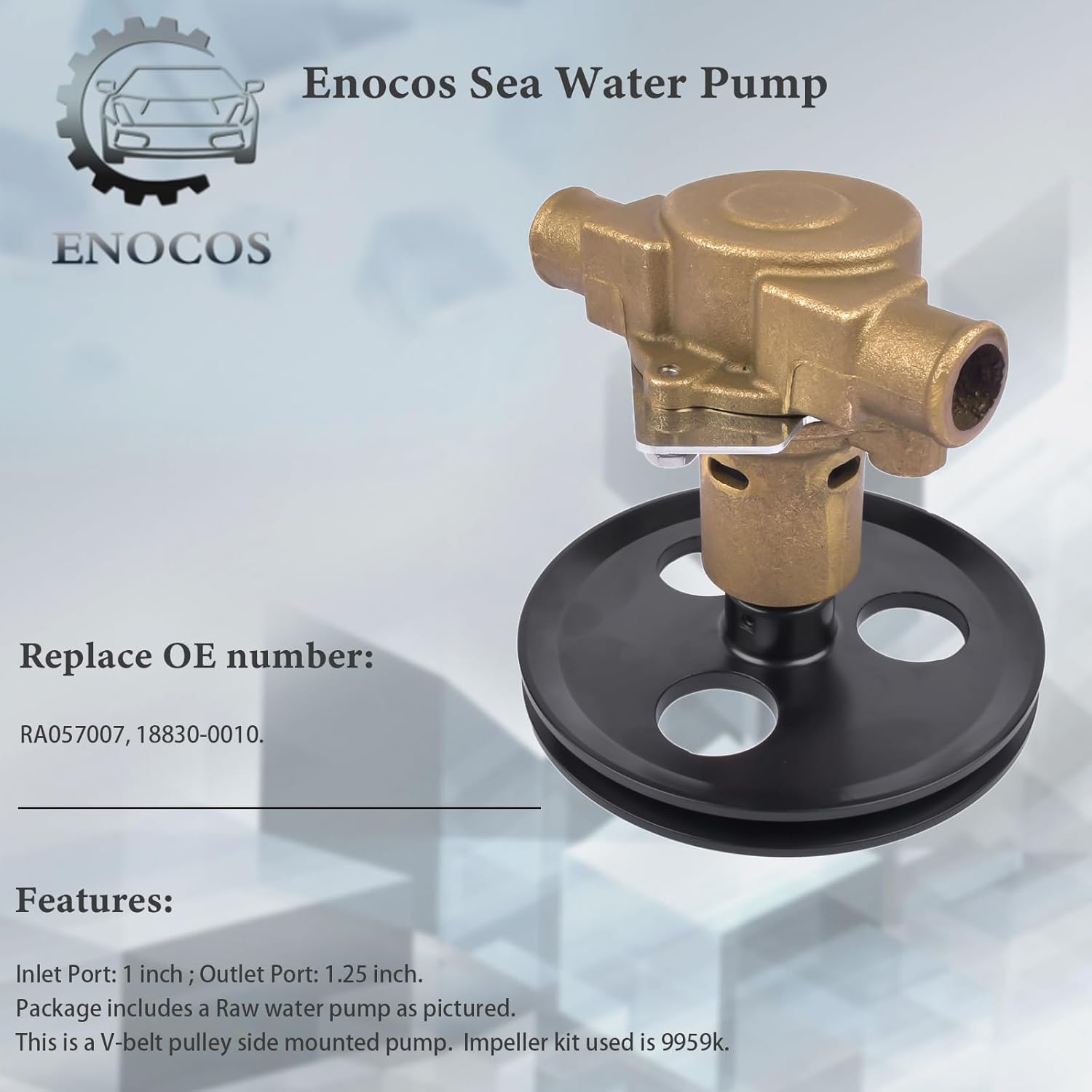 RA057007 Raw Sea Water Impeller Pump Compatible with Sherwood Pleasurecraft & Ski boat G20 G21 302 351 Jabsco 18830-0010 F'-ord marine 5.0 5.8 351 302 18830-0010