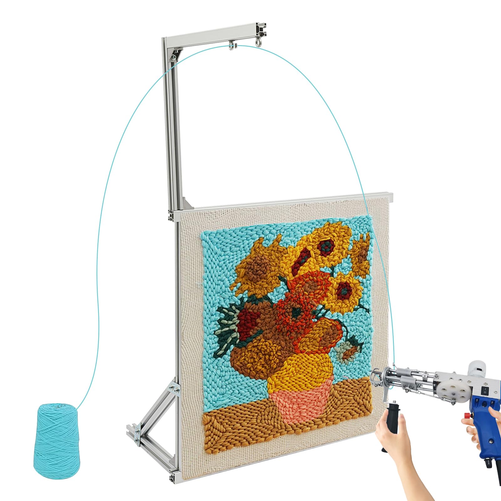 Tufting Frame, Tabletop Rug Tufting Frame, Aluminium Alloy Tufting Frame 4.3kg/9.48lbs (Silver)