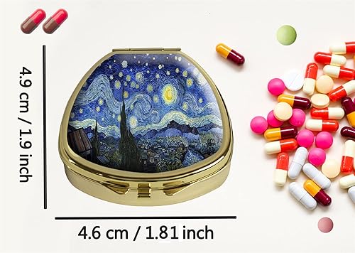 Miniatura 3 de Pastillero Starrynight estilo Van Gogh Pastillero de bolsillo portátil de viaje para tableta, organizador de cubierta de vidrio, funda decorativa