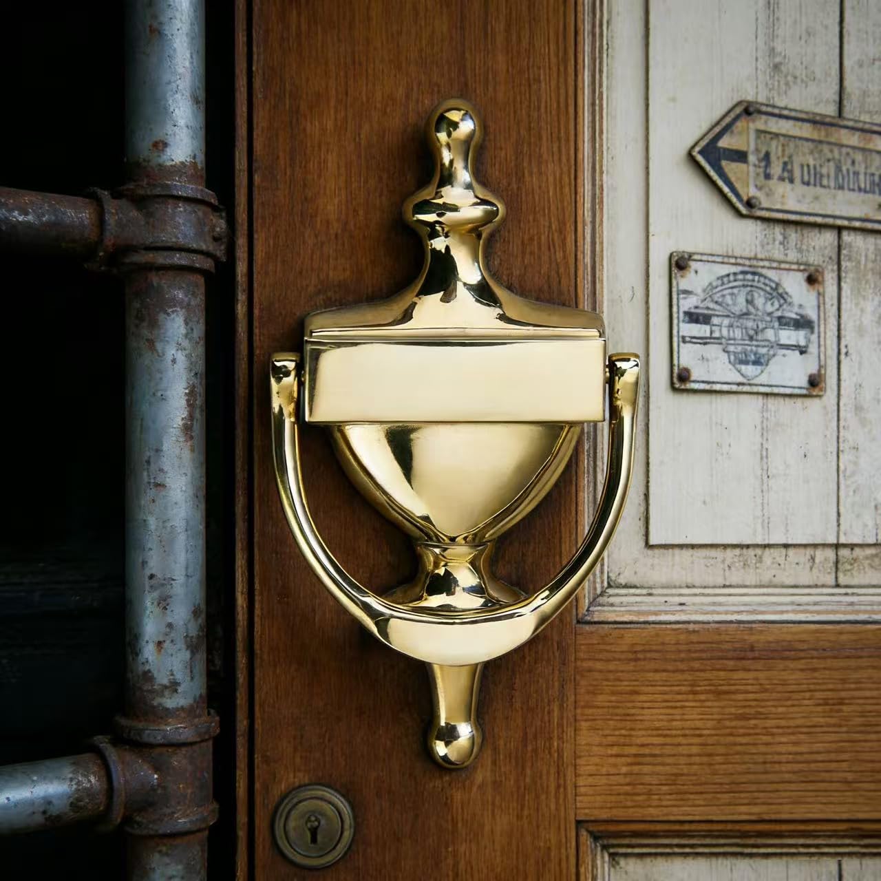 Polished Gold Door Knocker, Solid Brass — KHTUMEWARE