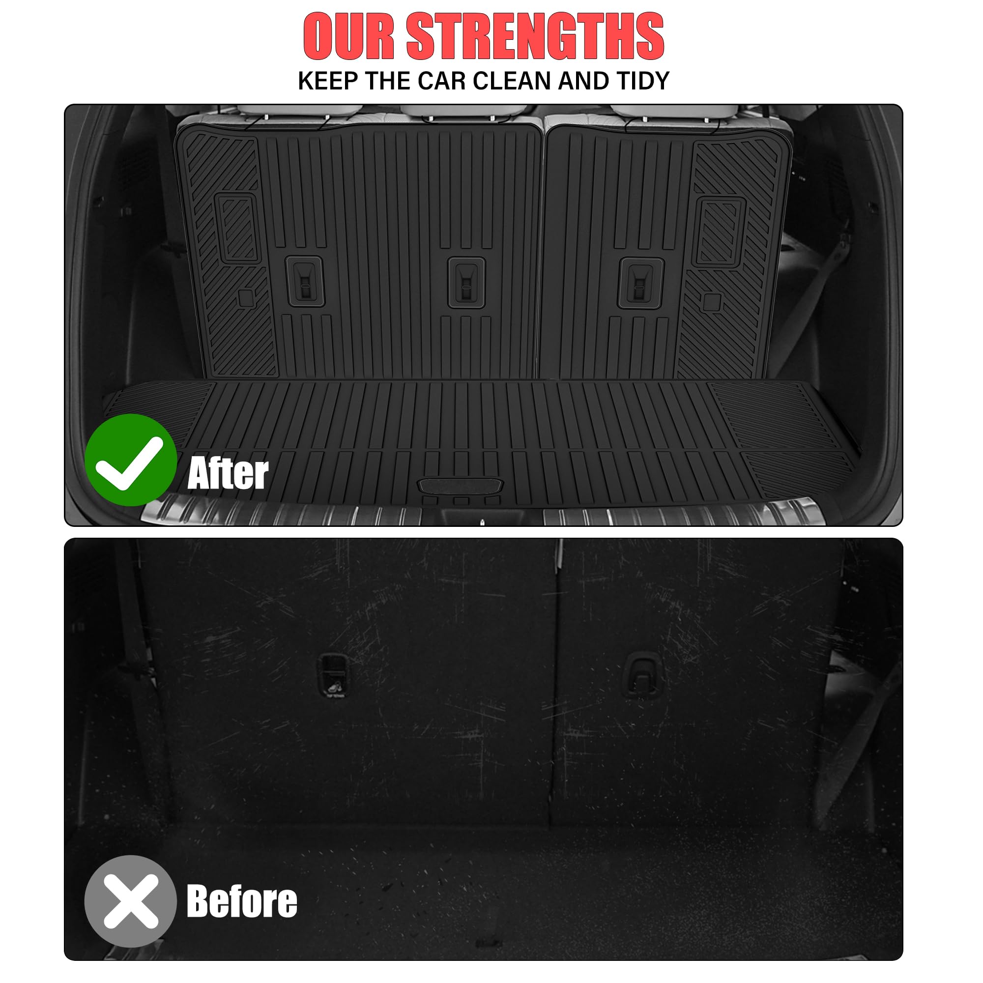 Floor Mats for 2021-2025 2026 Chevrolet/Chevy Tahoe/GMC Yukon 7 Seater with Trunk Mat All Weather TPE Rubber Cargo Liner Full Set for Chevrolet Tahoe/GMC Yukon Accessories (Not for Yukon XL)