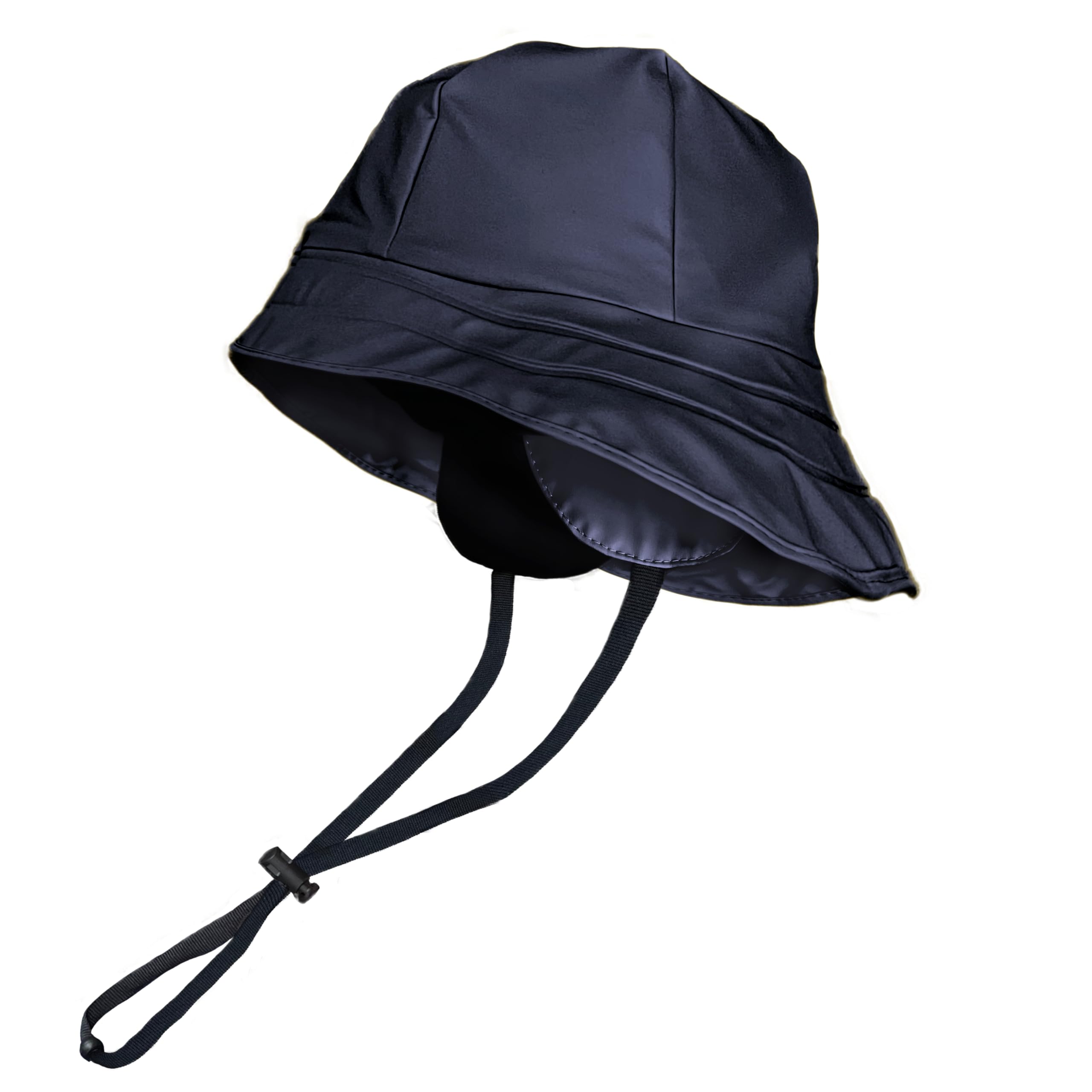 Toutacoo Rain Hat with Chin Strap and Earflaps, Navy Blue Wide Brim Waterproof, Unisex, Fleece Inner (03- Navy), 03- Navy Blue, M/L