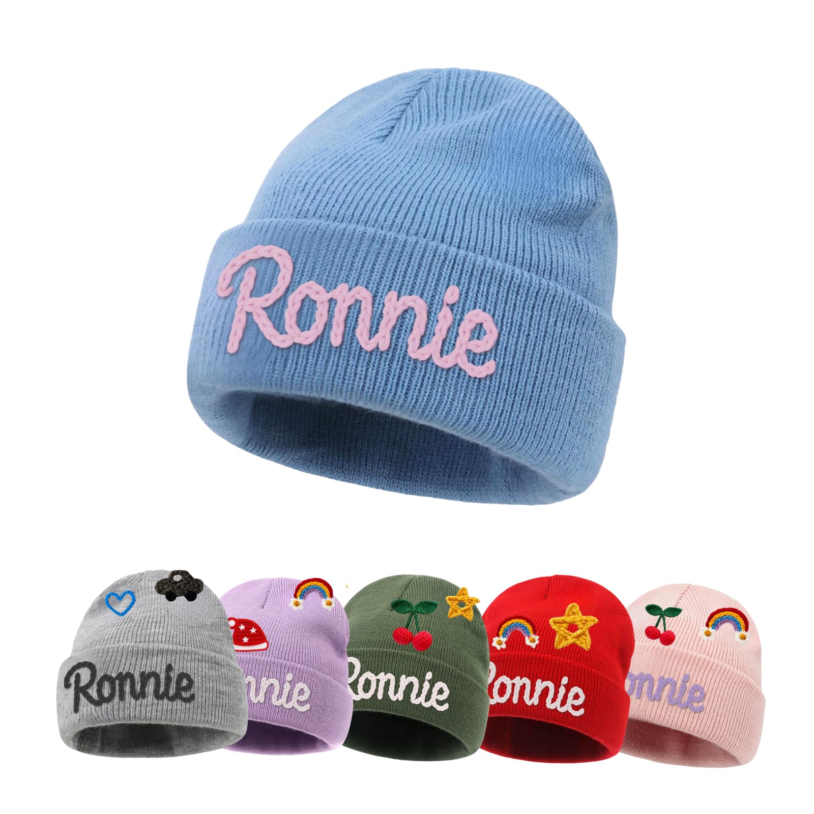 Custom Name Baby Beanie for Boys Girls, Personalized Knit Toddler Winter Hat for Kids, Hand Embroidered Winter Hat, Baby Gift