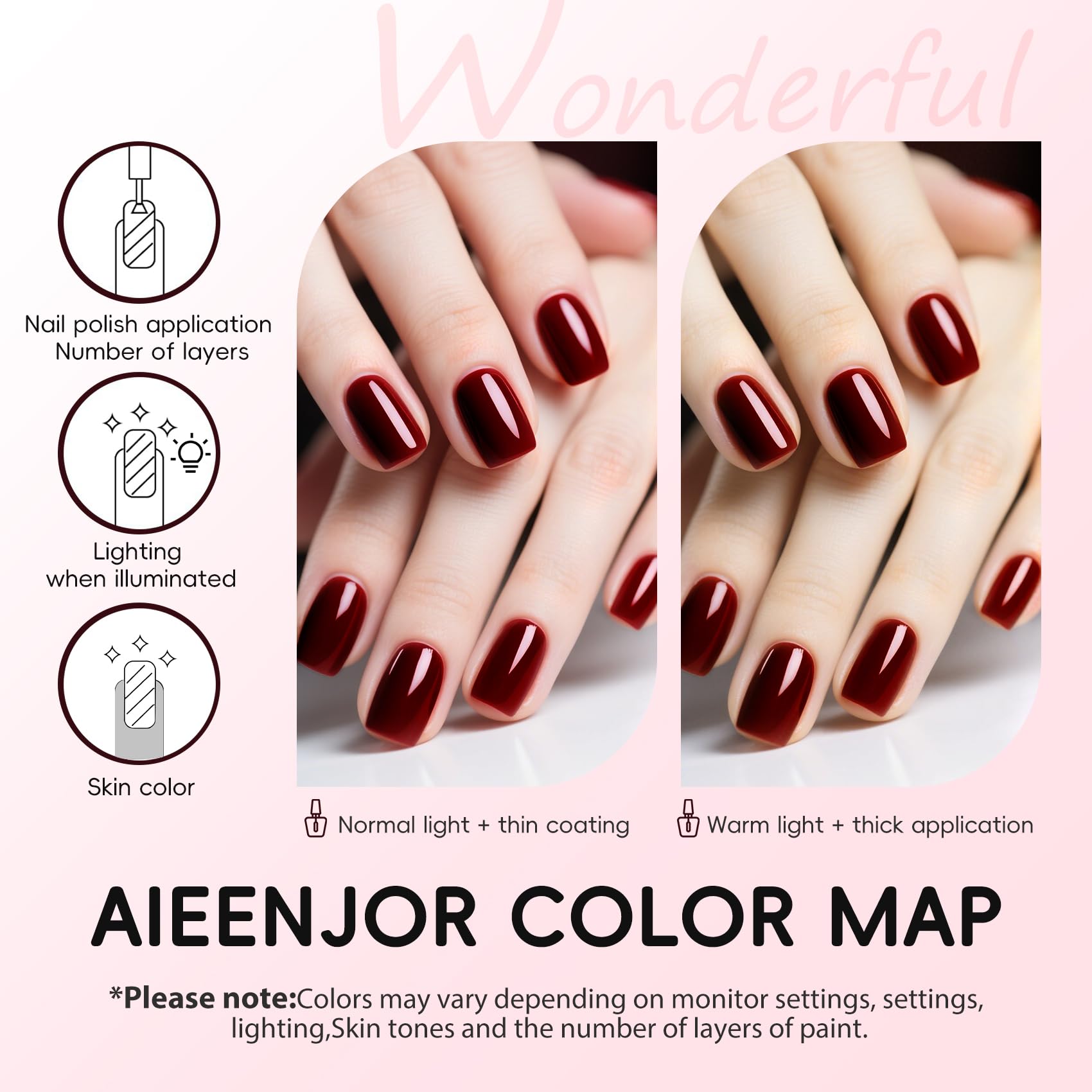 Aieenjor Smalti per Unghie Rosso Marrone, Smalto per Unghie ad Asciugatura Rapida, Smalto Unghie Lunga Durata 10ml, Nail Art per Salone Unghie