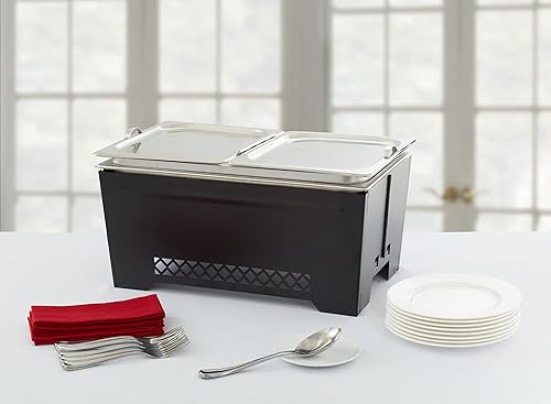 Miniatura 3 de Chef Master 90253 - Soporte para calentador de alimentos, soporte de aluminio y calentador para alimentos, marco plegable resistente al viento, mesa