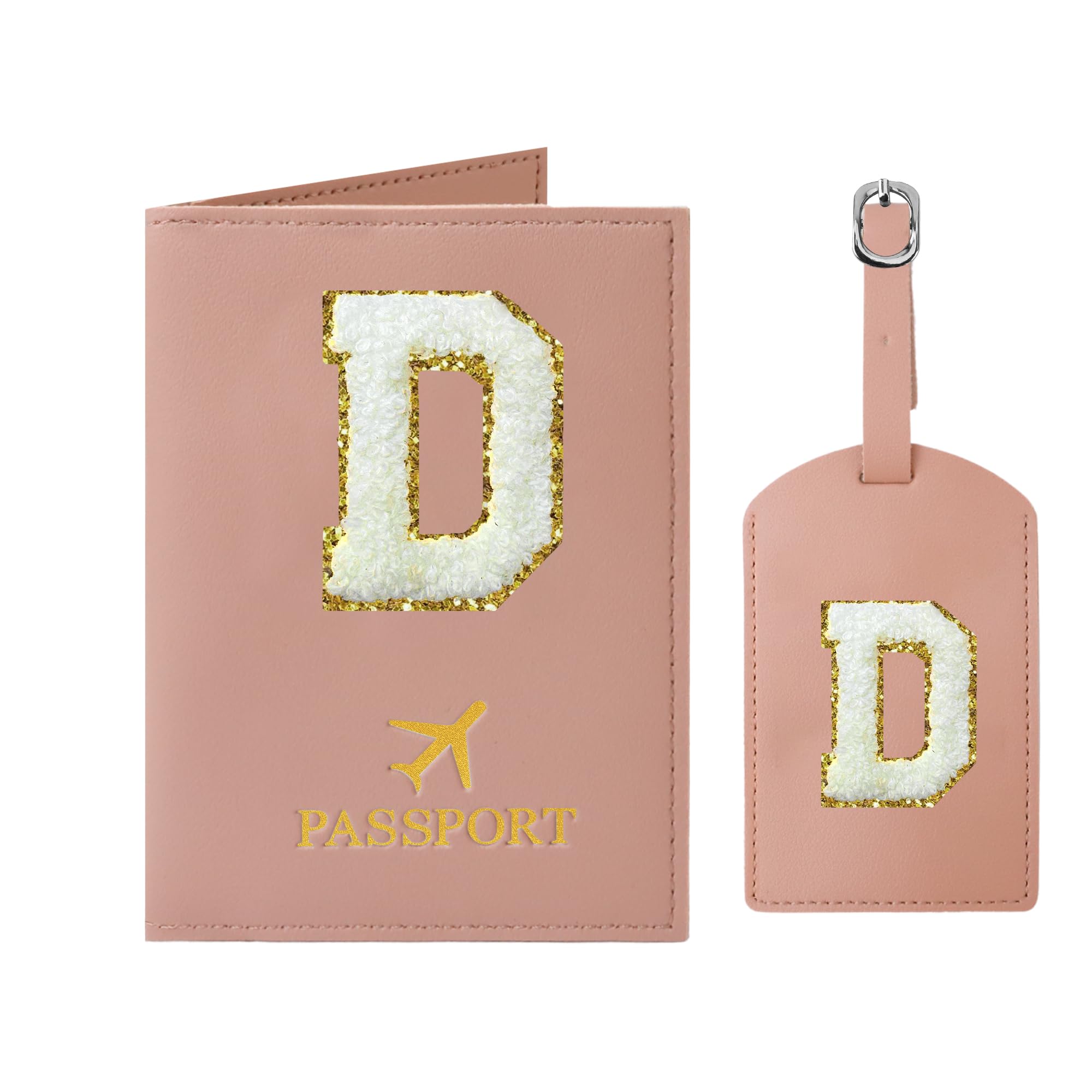 Passport Holder for Travel Women Initial Passport Cover Passport Wallet Passport Case Travel Essentials Leather Passport Holder and Luggage Tags Set