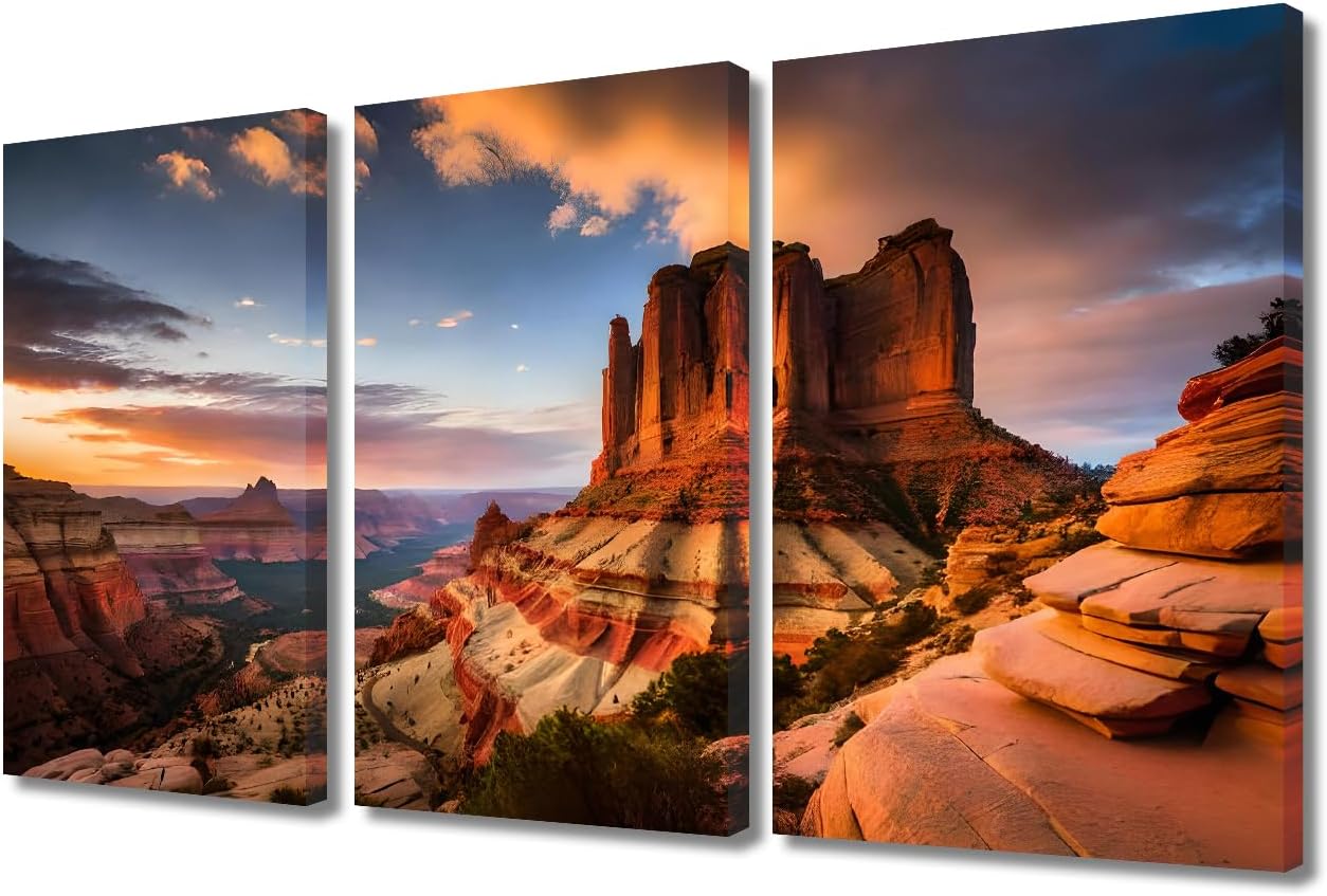 Cathedral Rock in Sedona Arizona Natural Landscape Picture Wall Art Natural Scenery Artwork Bathroom Decor Wall Art Painting on Canvas for Office Giclee Print Gallery Packaging Artwork (36" Wx24 H)