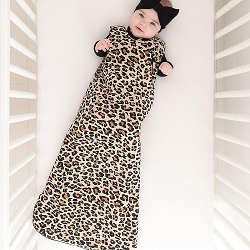 Miniatura 3 de Posh Peanut Sacos de dormir para bebé, sacos sin mangas y sacos de dormir, cremallera extra larga de 2 vías, 1 TOG Marrón,Lana Leopardo,Rosa