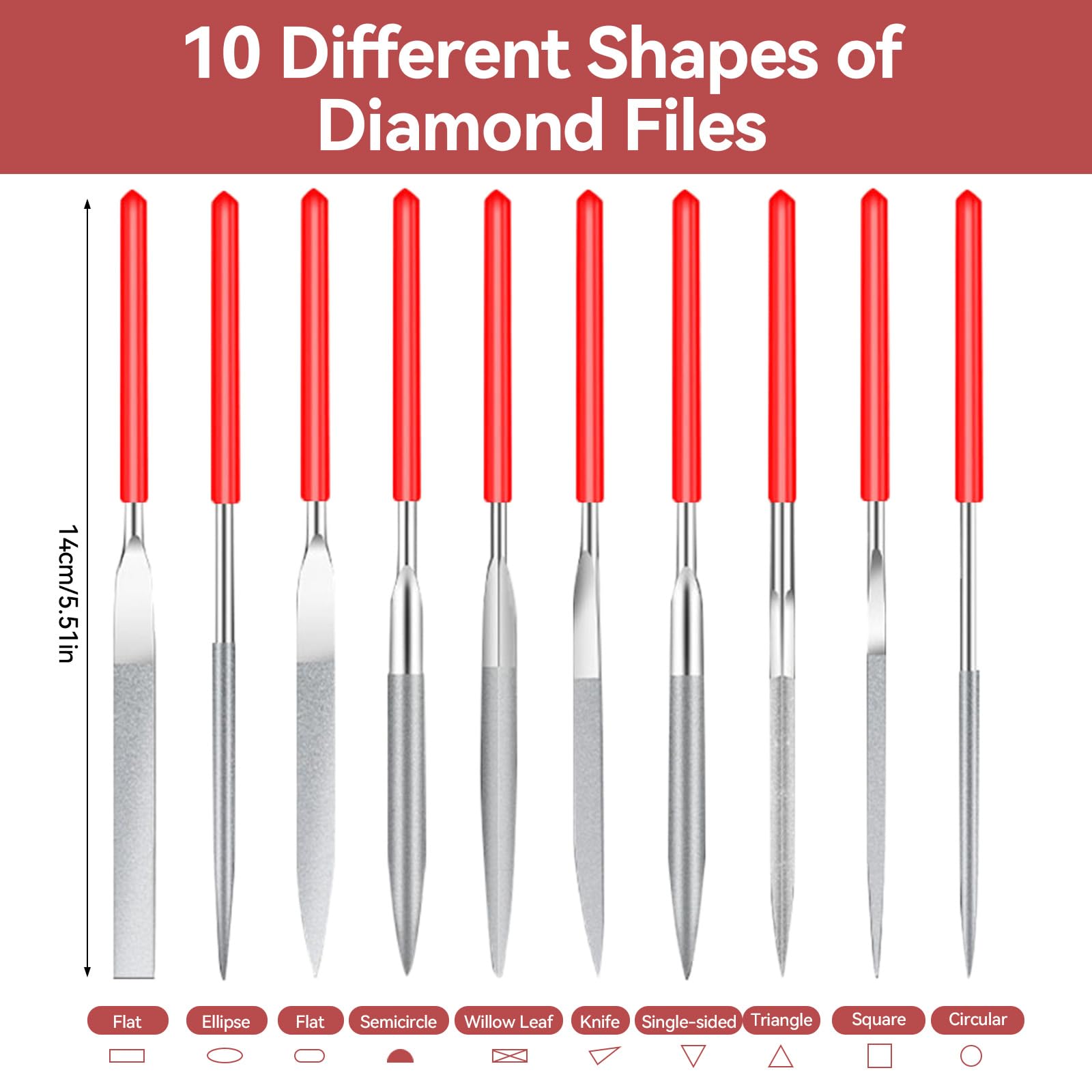 She.k 6 Piece Diamond Needle File Set - Goldsmith & Jewellery Supplies
