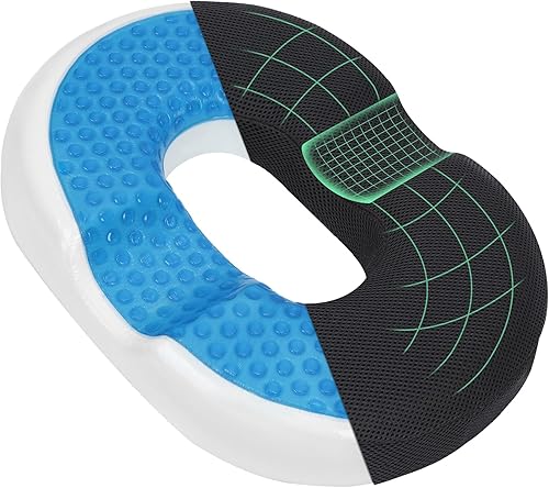 Cojín de asiento de gel en forma de dona para embarazo, hemorroides, dolor posparto, espuma viscoelástica, cama fresca para levantar, agujero para